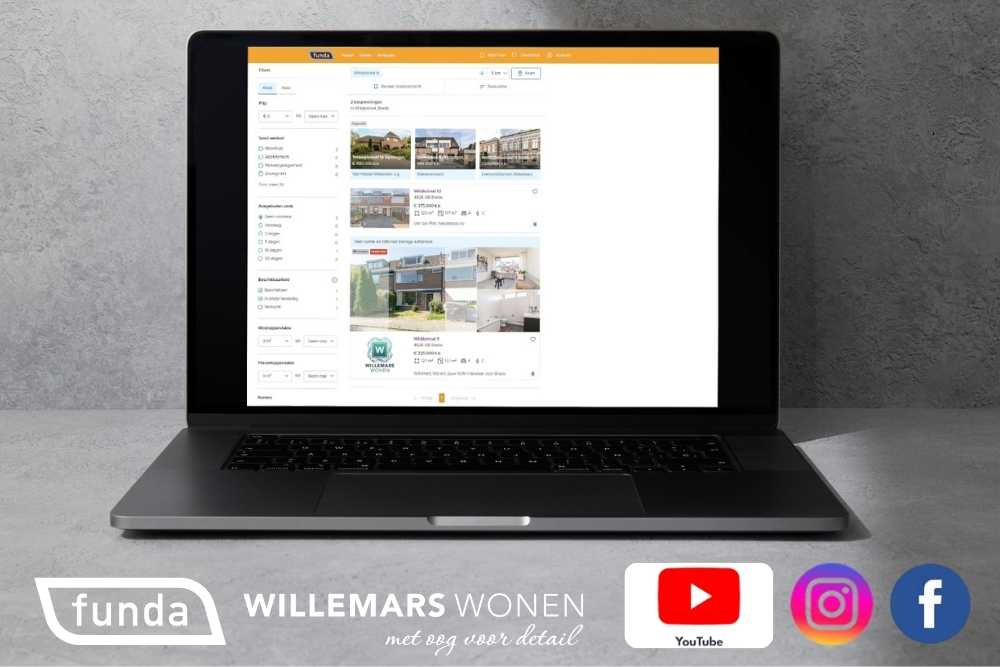 scherm funda met verkoop huizen